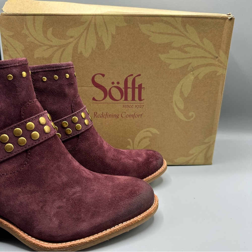 Sofft suede leather comfort heeled boots Red women’s size 7 - Picture 12 of 12